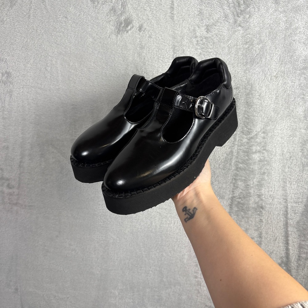 Aquatalia Malvina Women's Black Patent Leather Mary Jane Platform Shoes size 9